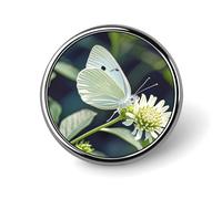 White Butterfly Round Badge Personalized Metal Lapel Pin Badges Fit Clothing Bags Hat Humorous Printed Brooch Badge Party Decorations Accessories for Men Women