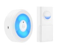 (White, button+receiver) USB WIFI Smart Door Sensor Night Light IP55 Waterproof Wireless Doorbell with Ring Chime Call LED Smart Home Device