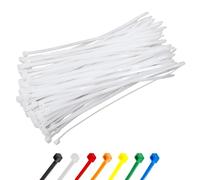 White Cable Ties 150mm (6"), 3.6mm | Pack of 100 | Clear Natural Nylon Zip Ties, Self-Locking | Indoor Office, Home & Desk Cable Management - Abacus Range