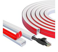 White Cable Trunking 2 Meter, Self Adhesive Half Round Cable Cover, Tape Cable Duct to Hide 1 Wire, MiniCable Trunking, Flexible Cable Protectorl for Wires on Wall Floor