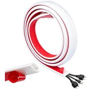 White Cable Trunking Self Adhesive For 2-3 Electric Cables,Flexible Wire Covers For Cables,Conduit Wire Trunking,TV Cable Hider For Wall (White, 2M (for 2-3 wire))