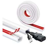 White Cable Trunking Self Adhesive Wire Covers Cable Management Trunking Flexible Cable Protectorl for Wires on Wall Floor Wire Trunking to Hide Wires for Electric Cables, 1m