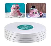 White Cake Drums Round 14 Inch Cake Boards with 1/2-Inch Thick Smooth Edges for Multi Tiered Birthday Wedding Party Cakes Drum Board
