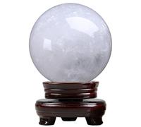 White Calcite Sphere Gemstone Ball with Stand Crystal for Lucky Wealth Protect The House,Dia.10cm
