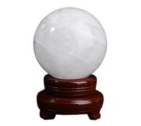 White Calcite Sphere Quartz Crystal Ball Divination Gemstone Ball Sculpture Figurine Precious Gifts for Family and Friends,11cm