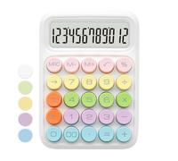 White Calculator, Standard Colorful Calculator with 12 Digit Display and Big Buttons, Cute Office Supplies and Desk Accessories for Office, School, Home, Shop
