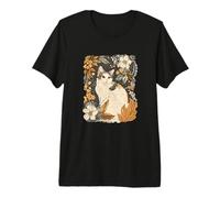 White Calico Cat Cottagecore Aesthetic Nature Whimsical Art Premium T-Shirt