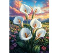 White Calla Lilies in A Blooming Meadow 500 Piece Complete Jigsaw Puzzle Set Wildlife Plant Teens Beginners Mind Relaxation Puzzle Fans Group Play Anniversary Fathers Gift Thick Cardboard 500 PCS