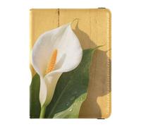 White Calla Lily Leather Passport Card Holder Cover Combo for travel Vaccine Card Holder Cover Combo Document Organizer Holder Accessories for men Ultra Slim