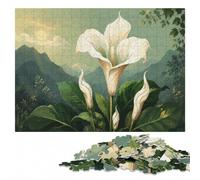 White Calla Lily Serenity Wood Puzzle Challenge, Adults, 1000 Pieces | A screen-free tabletop activity - less screen time at home on quiet evenings.