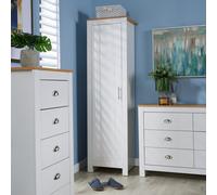 Home Source Camden 1 Door Bedroom Slim Wardrobe Storage Unit White