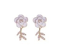 white camellia earrings simple temperament for women 2023 new small group design sense