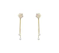 white camellia tassel earrings for women, small group design pearl pendant high-end luxury temperament