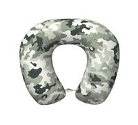 White Camouflage U-Shaped Neck Pillow Soft Memory Foam Travel Pillow Comfortable Head Support Pillow for Sleeping Rest Airplane Car and Office Travel Accessories