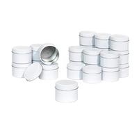 White Candle Tins 4oz, 24 Piece Bulk Candle Containers for Candle Making Supplies Wholesale Candle Tin - White