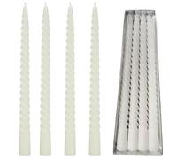 White Candles, Taper Candles DWUENT Elegant Spiral Design for Christmas Dinner, Home Decor, Romantic Ambiance, Unscented, Pack of 4 (25cm, Silver Gift Box)