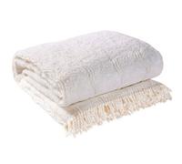 White Candlewick Bedspread - Soft & Lightweight 100% Cotton Bedding With Wave Design & Fringed Edges - Size Single, 135 X 200Cm