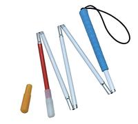 White Cane, Aluminum Folding Cane for The Blind,Folds Down 5 Sections, with 2 Tips (135 cm (53.1 inch), Blue Handle)