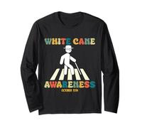 White Cane Awareness Day October 15th Retro Vintage Long Sleeve T-Shirt