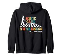 White Cane Awareness October 15th Retro Vintage Zip Hoodie