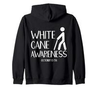 White Cane Awareness October 15th White Cane Safety Day Zip Hoodie