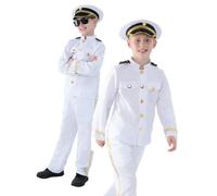 White Captain Navy Officer Costume Childrens Fancy Dress Outfit Age 7-12 Years