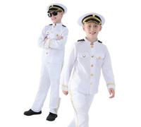 White Captain Navy Officer Costume Childrens Fancy Dress Outfit Age 7-12 Years