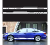 (White) Car Sticker Side Door Stripes Racing Decal Auto Body Decor 1Pair