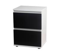 (White Carcass and Black Drawers) 2 Drawer Wooden Bedside Cabinet Side Table