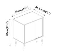 Urbn-Living Urbnliving 2-Door Sliding Chest Cabinet Sideboard White Carcass Closet Storage Cupboard Organiser With Beech Legs