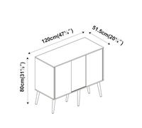 Urbn-Living Urbnliving 3-Door Sliding Cabinet Sideboard White Carcass With Black Doors Storage Organiser Home Cupboard Pine Wooden Legs