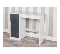 URBNLIVING 3 Drawer Wooden Bedroom Dressing Table (White Carcass + Black Drawers)