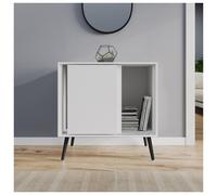 Urbn-Living Urbnliving 2-Door Sliding Chest Cabinet Sideboard White Carcass Closet Storage Cupboard Organiser With Black Legs