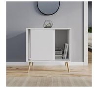 Urbn-Living Urbnliving 2-Door Sliding Chest Cabinet Sideboard White Carcass Closet Storage Cupboard Organiser With Pine Legs