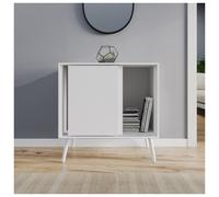 Urbn-Living Urbnliving 2-Door Sliding Chest Cabinet Sideboard White Carcass Closet Storage Cupboard Organiser With White Legs