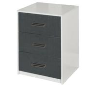 (White Carcass with Black Drawers) 3 Tier Wooden Bedside Nightstand Cabinet Table