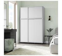 Urbn-Living Urbnliving 6 Sliding Doors Wardrobe Bedroom Storage Closet Clothes Hanging Rail Cupboard, White Carcass With White Door
