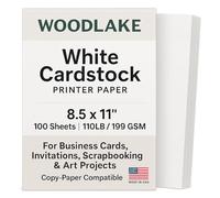 White Cardstock Printer Paper 8.5 x 11 - 100 Sheets, 110LB/199 GSM Heavyweight Thick Card Stock, For Business Cards, Invitations, Scrapbooking & Art Projects - Copy-Paper Compatible, Made in USA