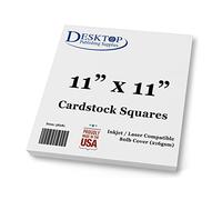 White Cardstock Squares - Square Card Stock Paper - Thick 80lb Cover - For Spin Art Refill, Scrapbooking, Invitations, & Crafts (11" x 11", 100 Pack)