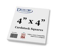 White Cardstock Squares - Square Card Stock Paper - Thick 80lb Cover - For Spin Art Refill, Scrapbooking, Invitations, & Crafts (4" x 4", 40 Pack)