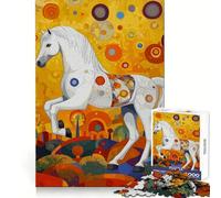White Carousel Horse 1000 Piece Jigsaw Puzzles for Adults Teenagers Thought Training Mindful Leisure Uniform Cut Bday Surprise (50x75cm)