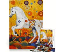White Carousel Horse Jigsaw for Teenagers1000 Pieces Mental Sharpness Calm Leisure Precise Fit (38x26cm)