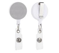White Carpet Texture Loop Pile Retractable Badge Holder Reel Clip ID Card Holder for Doctor Nurse Student Office Worker