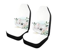White Cartoon Koala Bear Climb Tree Trunk with Green Leaves on White 1 PC Car Front Seat Covers Non-Slip Vehicle Premium Fabric Seat Protector Case Universal Fit for Auto Truck Van SUV Car