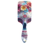 White Cartoon Of The Dead Flower Skull smooth brush for straight Designed scalp massage for All Hair Types with Ergonomic handle cepillo anti frizz para cabello