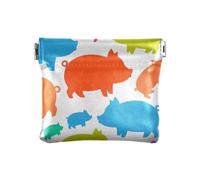 White Cartoon Pig Silhouettes Women's Small Leather Coin Purse Convenient Cosmetic Bags for Purse for Ladies, white cartoon pig silhouettes, 1 size, Print Art, White Cartoon Pig Silhouettes, 1 size,