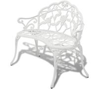Garden Bench Outdoor Chair Park Seat Furniture White Cast Aluminium 2-seater