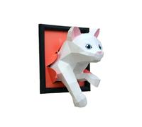 White Cat 3D Paper DIY Wall Hanging Papercraft Handmade Low Poly Origami Hallway Decor Stereoscopic Room Ornament