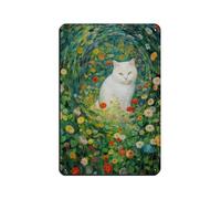 White Cat And Flowers Poster Retro Poster Metal Tin Sign Chic Art Retro Iron Painting Bar People Cave Cafe Family Garage Poster Wall Decoration 8x12inch(20x30cm)