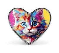 White Cat And Hamster Lapel Pin Fashion Brooch Pin Cute Button Badges Heart Shape Button Pins Enamel Pins Metal Pinback for Hat Shirt Clothing Bags Decoration, Love form, Aluminum, no gemstone